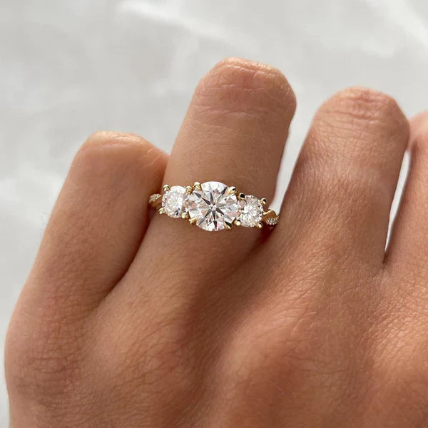 2.50tcw Round Lab Diamond Three Stone Twisted Band Ring | IGI Certified | D-E-F Color