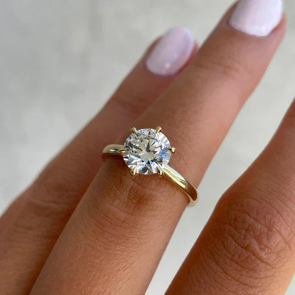 2.00ct Round Lab Diamond Six-Claw Solitaire Engagement Ring | IGI Certified | Yellow Gold