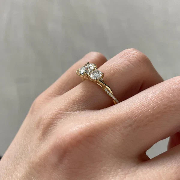 2.50tcw Round Lab Diamond Three Stone Twisted Band Ring | IGI Certified | D-E-F Color