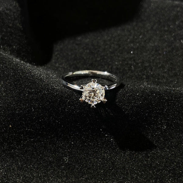1.50ct Round Lab Grown Diamond Six Heart Claw Engagement Ring | IGI Certified | White Gold