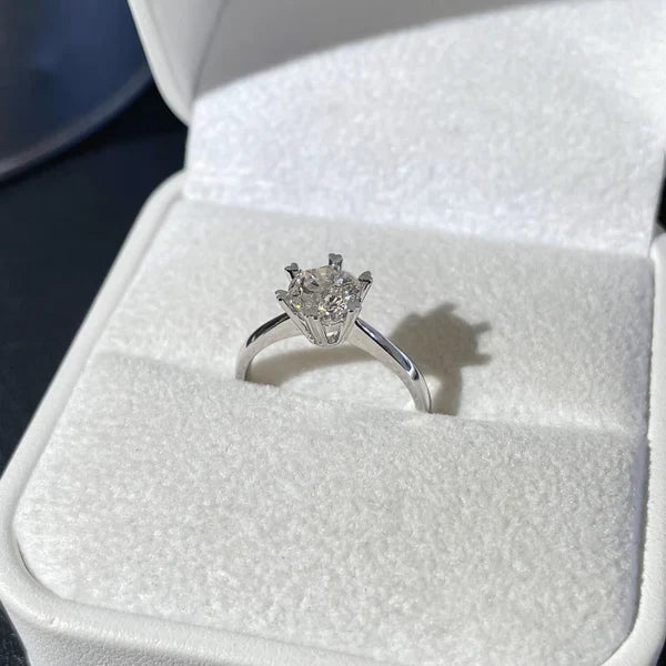 1.50ct Round Lab Grown Diamond Six Heart Claw Engagement Ring | IGI Certified | White Gold