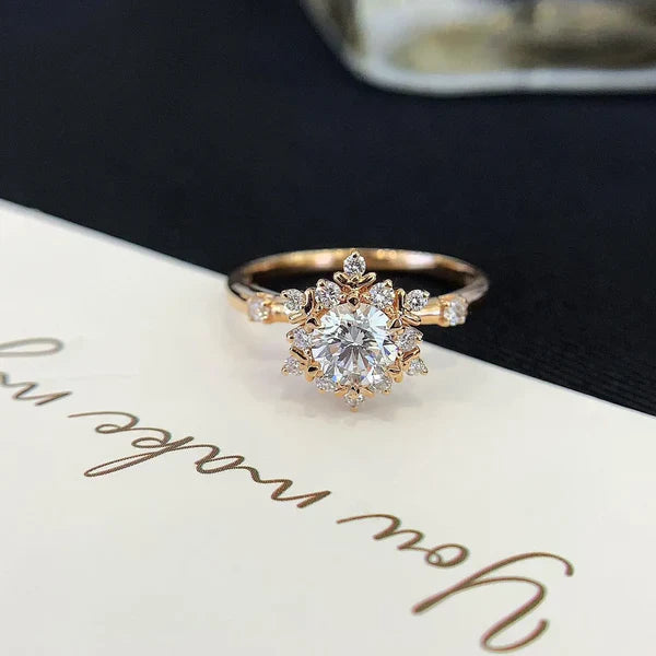 1.30tcw Round Lab Diamond Halo Engagement Ring | Vintage Yellow Gold | IGI Certified