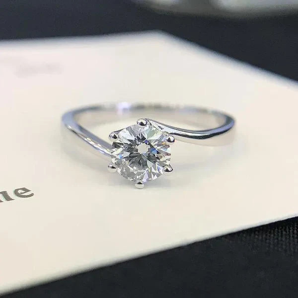 Round 0.70tcw Lab Diamond Bypass Solitaire Ring | IGI Certified | Modern Shank Design
