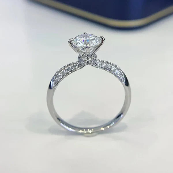 Round 1.20tcw Lab Diamond Ring | Hidden Halo & Pavé Setting | IGI Certified | White Gold