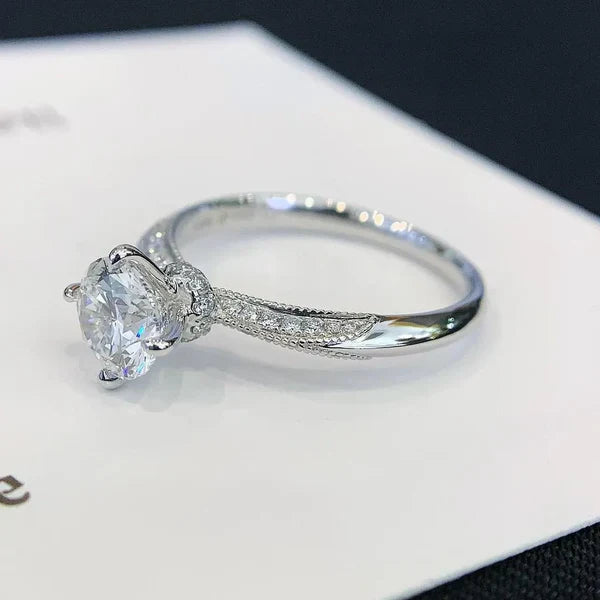 Round 1.20tcw Lab Diamond Ring | Hidden Halo & Pavé Setting | IGI Certified | White Gold
