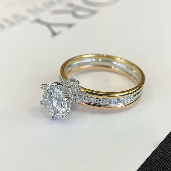 1.70tcw IGI Certified Round Lab Diamond Ring | Yellow Gold Band | White Gold Prongs