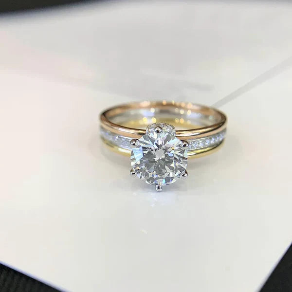1.70tcw IGI Certified Round Lab Diamond Ring | Yellow Gold Band | White Gold Prongs