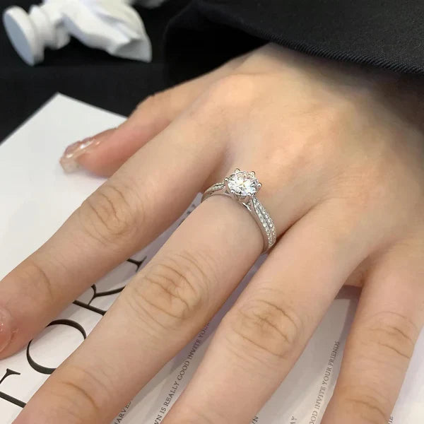 Round 1.20tcw Lab Diamond Cathedral Double Band Ring | IGI Certified