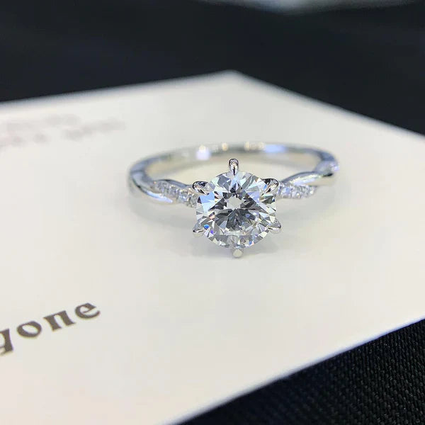 1.50ct Round Lab Grown Diamond Twisted Pavé Engagement Ring | IGI Certified | Ethical Gold