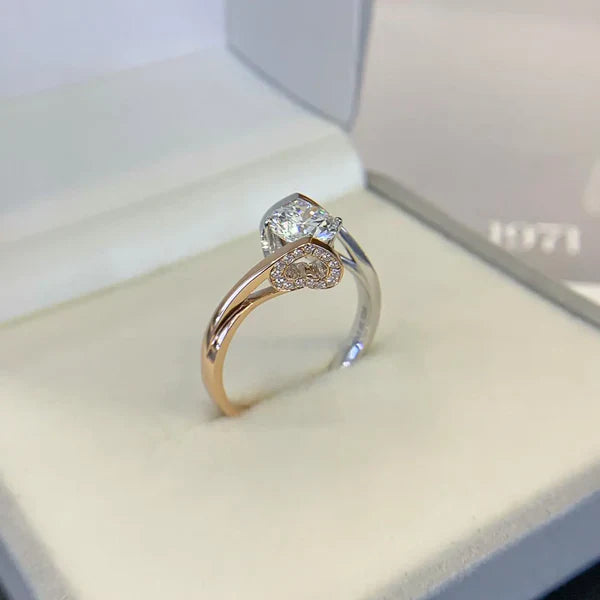 1.60tcw Round Lab Diamond Engagement Ring | Bypass Band | Two-Tone Gold | IGI Certified