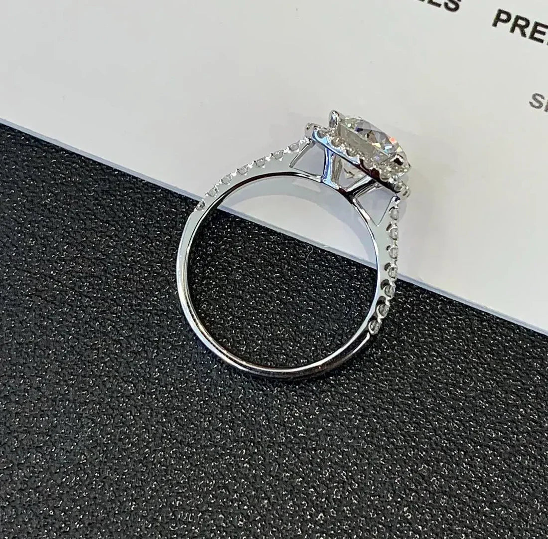 2.70tcw Round Lab Grown Diamond Halo Cathedral Engagement Ring | IGI Certified | DEF VVS–VS Clarity