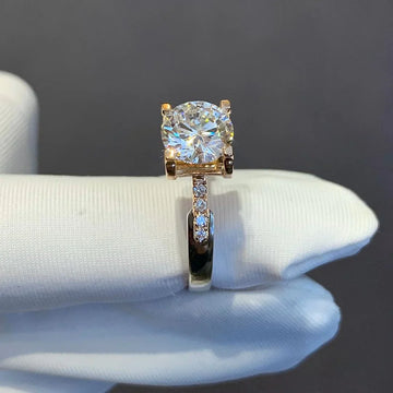 1.10tcw Round Diamond Ring | Two-Tone Engagement Ring | Ethical Lab Diamond