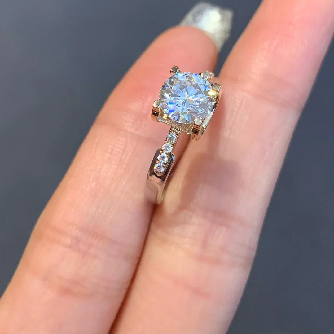 1.10tcw Round Diamond Ring | Two-Tone Engagement Ring | Ethical Lab Diamond