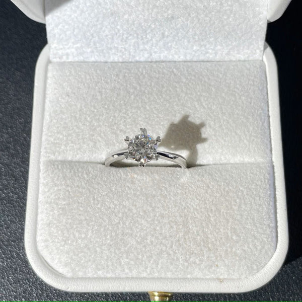 1.50ct Round Lab Grown Diamond Six Heart Claw Engagement Ring | IGI Certified | White Gold