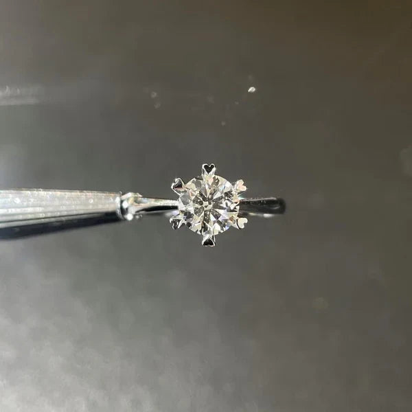 1.50ct Round Lab Grown Diamond Six Heart Claw Engagement Ring | IGI Certified | White Gold
