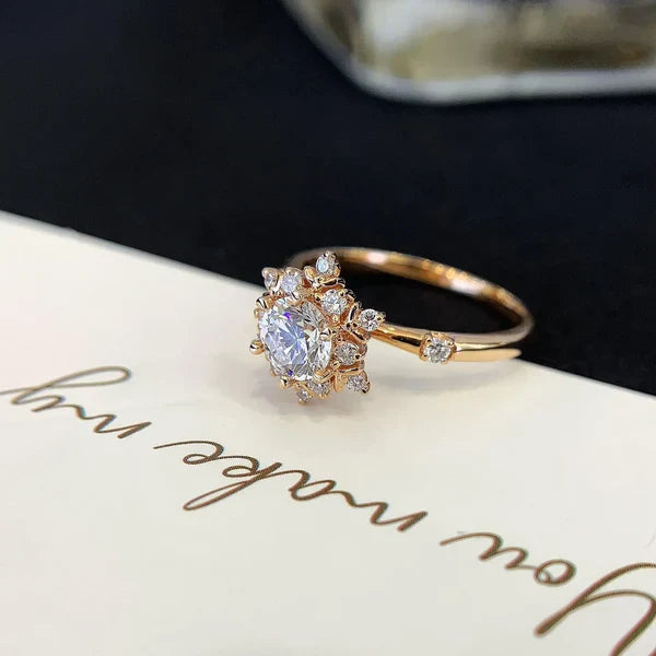 1.30tcw Round Lab Diamond Halo Engagement Ring | Vintage Yellow Gold | IGI Certified