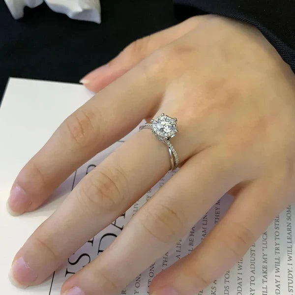 1.30tcw Lab Diamond Halo Ring | Round Cut | Hidden Halo | Split Band | IGI Certified | VVS–VS | White Gold Engagement Ring