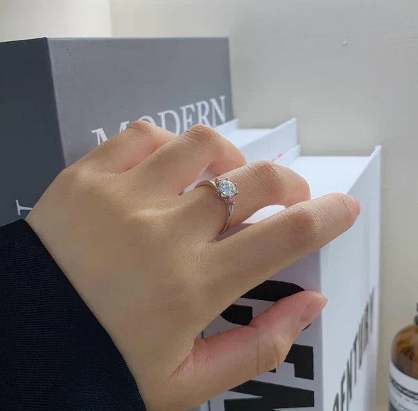 Round 1.40tcw Lab Diamond Bypass Ring | Fancy Pink Side Stones | IGI Certified | White Gold