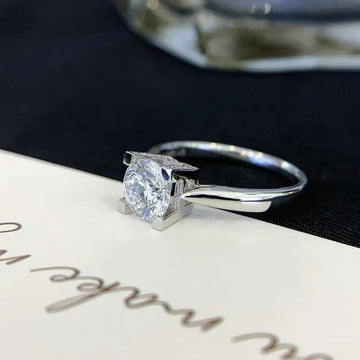 1.10tcw Round Lab Grown Diamond Pavé Solitaire Ring | 1ct Center | IGI Certified | Custom Gold