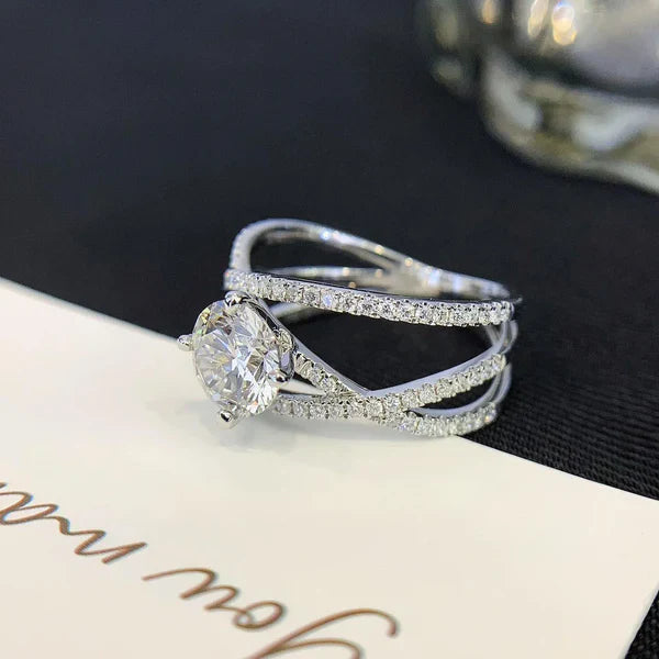 Round 2.00tcw Lab Diamond Triple Wave Band Ring | IGI Certified