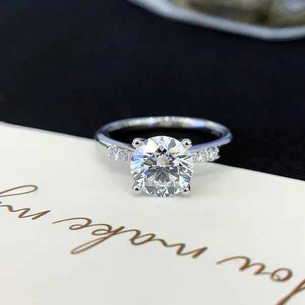 1.80tcw Round Lab Grown Diamond Solitaire Pavé Ring | 1.70ct Center | IGI Certified