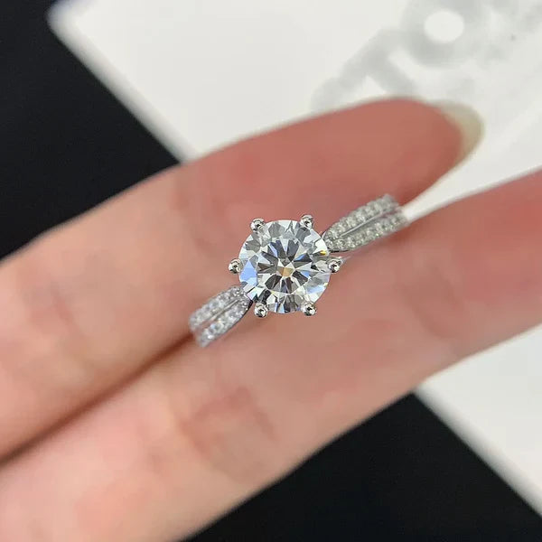 Round 1.20tcw Lab Diamond Cathedral Double Band Ring | IGI Certified