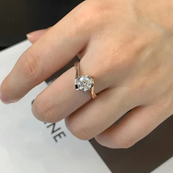1.60tcw Round Lab Diamond Engagement Ring | Bypass Band | Two-Tone Gold | IGI Certified