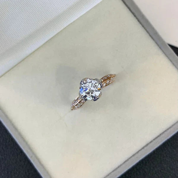 1.50tcw Round Lab Diamond Ring | Unique 4-Prong Engagement | IGI Certified | Two-Tone Gold