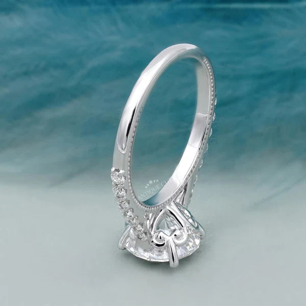 3.40TCW Round Cut Diamond Engagement Ring | Round Center | Pave Diamond Band Ring | Lab Grown Diamond Ring IGI Certified D-E-F VVS-VS.