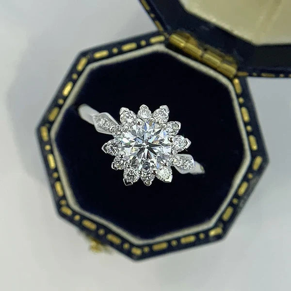 Round 1.60tcw Lab Diamond Cathedral Halo Engagement Ring | IGI Certified DEF VVS–VS