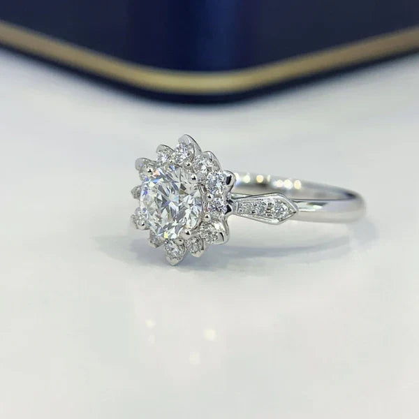 Round 1.60tcw Lab Diamond Cathedral Halo Engagement Ring | IGI Certified DEF VVS–VS