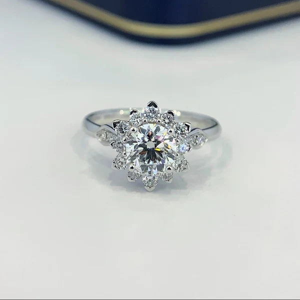 Round 1.60tcw Lab Diamond Cathedral Halo Engagement Ring | IGI Certified DEF VVS–VS