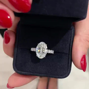 Oval 5.20tcw Lab Diamond Engagement Ring with Side Stones | IGI Certified