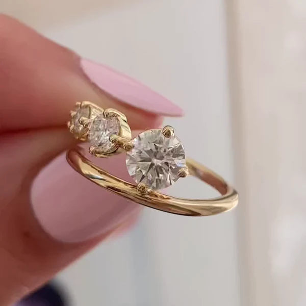 Round 0.80tcw Lab Diamond Five Stone Bypass Ring | IGI Certified | D-E-F | VVS–VS