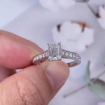 Emerald 1.50tcw Lab Diamond Channel Set Engagement Ring | IGI Certified | White Gold