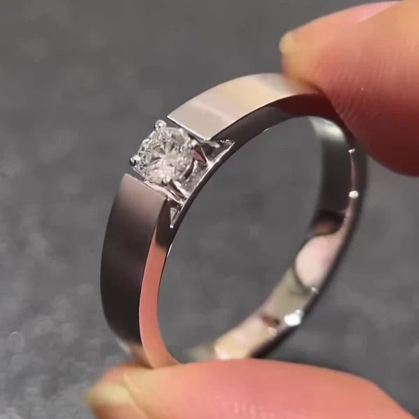Round 0.50ct Men’s Tension Lab Grown Diamond Ring | IGI Certified | White Gold Minimalist Design