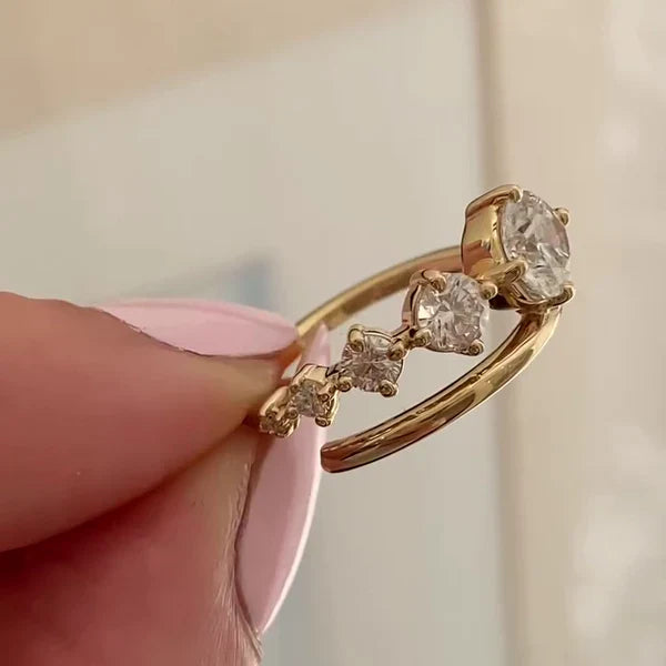 Round 0.80tcw Lab Diamond Five Stone Bypass Ring | IGI Certified | D-E-F | VVS–VS