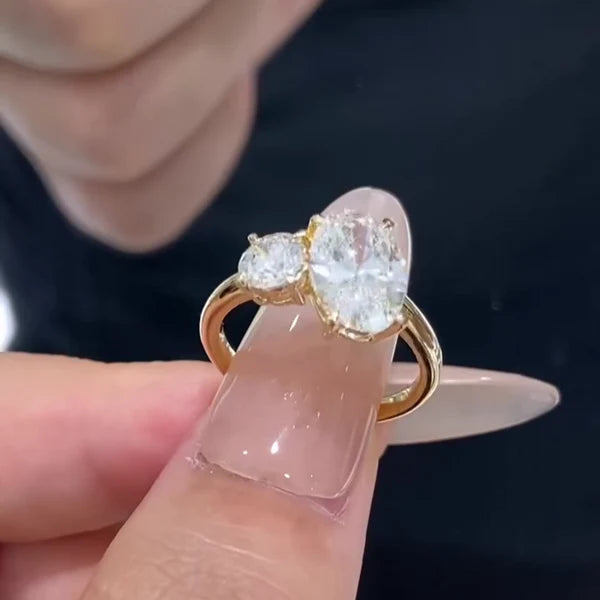 Oval & Round 2.50ct Lab Grown Toi et Moi Engagement Ring | Bezel Set | IGI Certified
