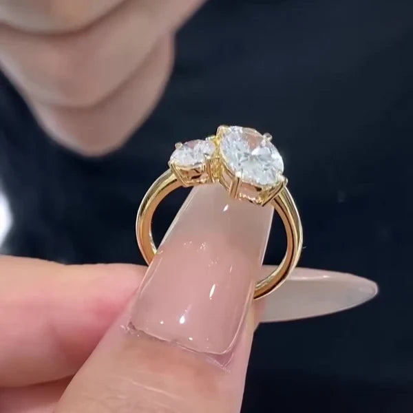 Oval & Round 2.50ct Lab Grown Toi et Moi Engagement Ring | Bezel Set | IGI Certified
