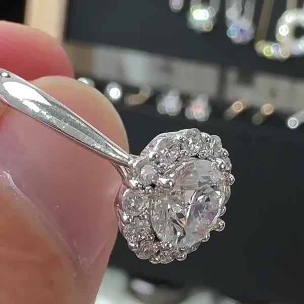 1.15tcw Round Lab Grown Diamond Engagement Ring | Halo Cathedral Style | IGI Certified | White Gold