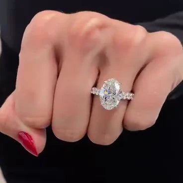 Oval 5.20tcw Lab Diamond Engagement Ring with Side Stones | IGI Certified