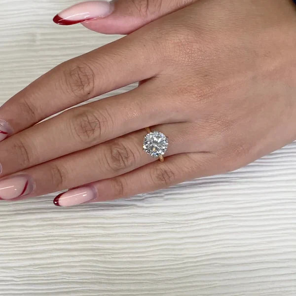 3.50ct Round Lab Diamond Cathedral Engagement Ring | Yellow Gold Solitaire | IGI D-E-F VVS–VS