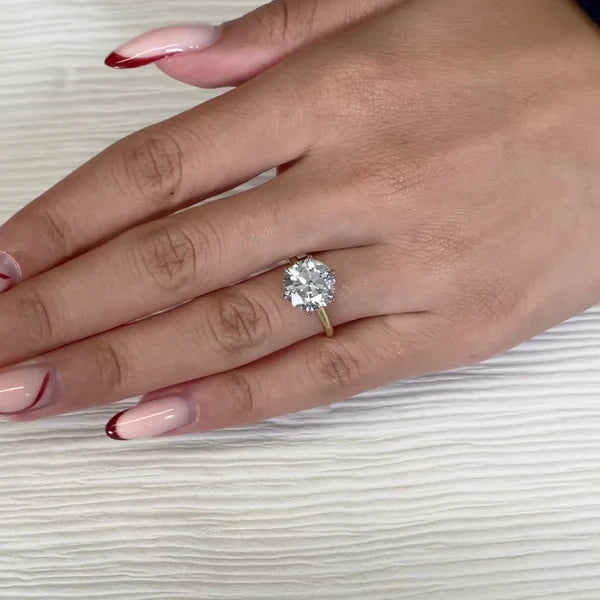 3.50ct Round Lab Diamond Cathedral Engagement Ring | Yellow Gold Solitaire | IGI D-E-F VVS–VS