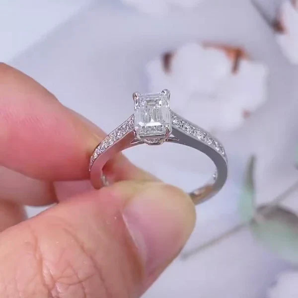 Emerald 1.50tcw Lab Diamond Channel Set Engagement Ring | IGI Certified | White Gold